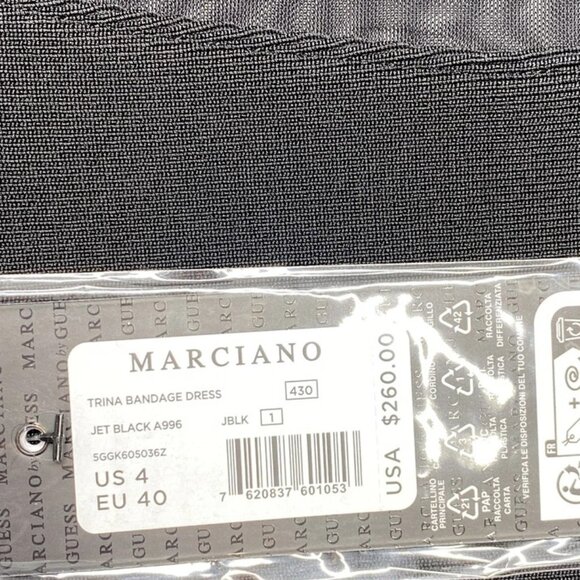 Marciano “Trina” Bandage Mini Dress Size 4 – Jet Black Sheer-Accent Bodycon - Picture 2 of 7